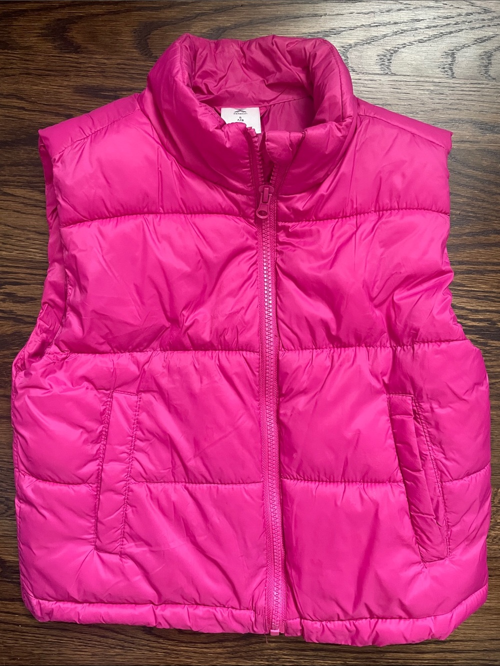 Girls Bright Pink Quilted Puffer Vest - Sleeveless Zipper Vest NWOT